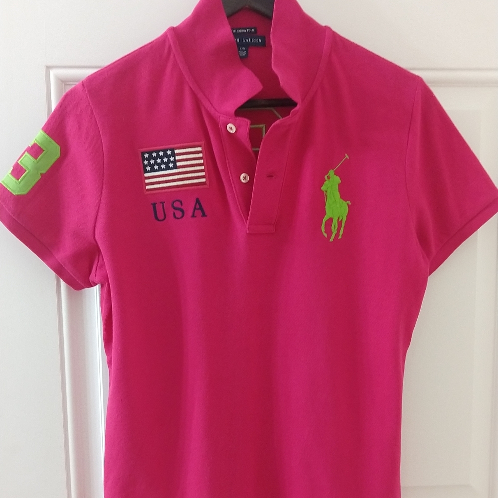 Women's Ralph Lauren skinny polo mesh sz L